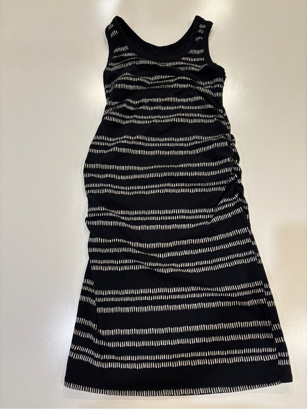 Maternity Sleeveless Black & White Striped Tank Dress Summer Bodycon Stretchy